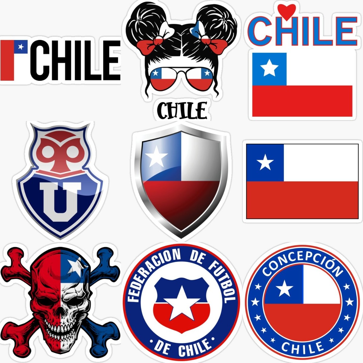 Desk Setup For Laptop - Emblema de Chile, bandera, calavera, pegatina