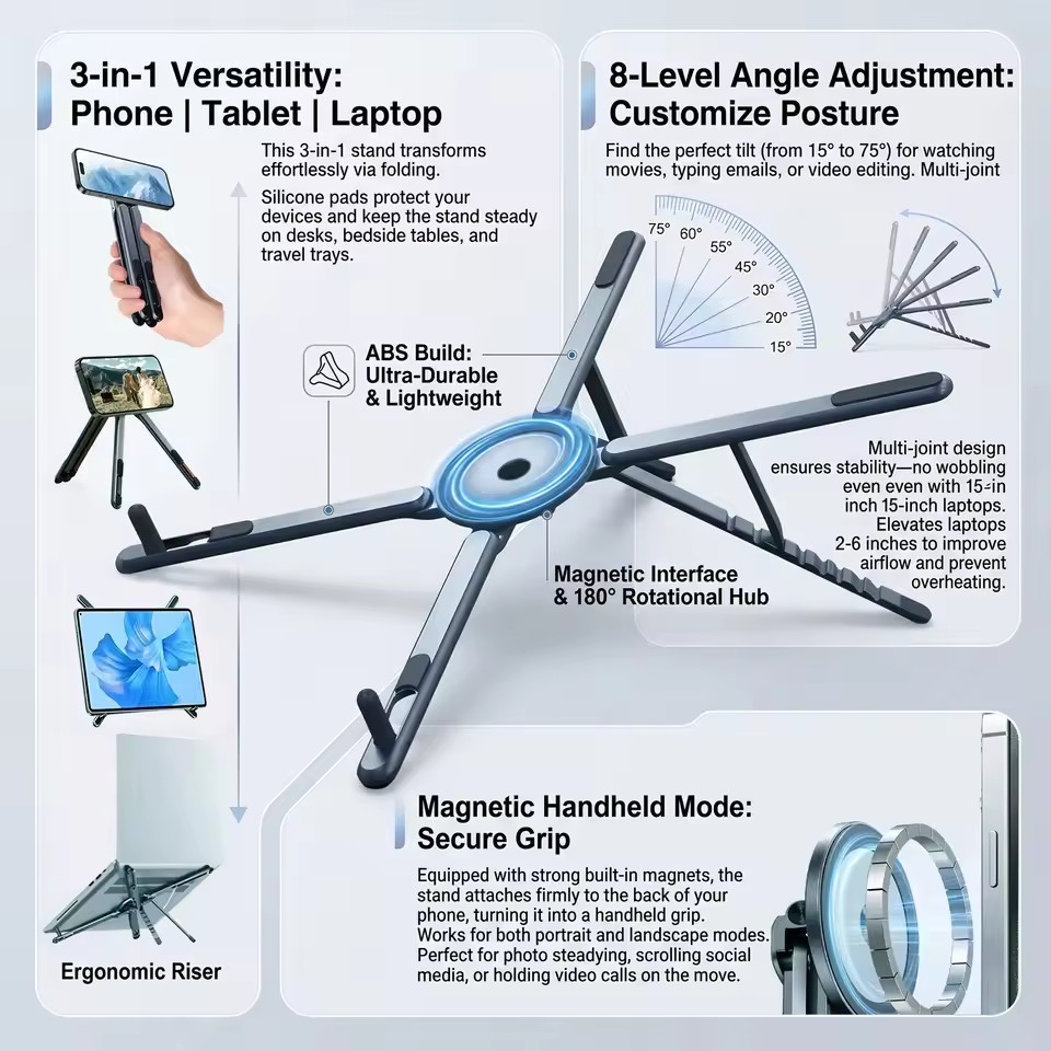 Desk Setup For Laptop - Soporte Magnético Portátil para Teléfono y