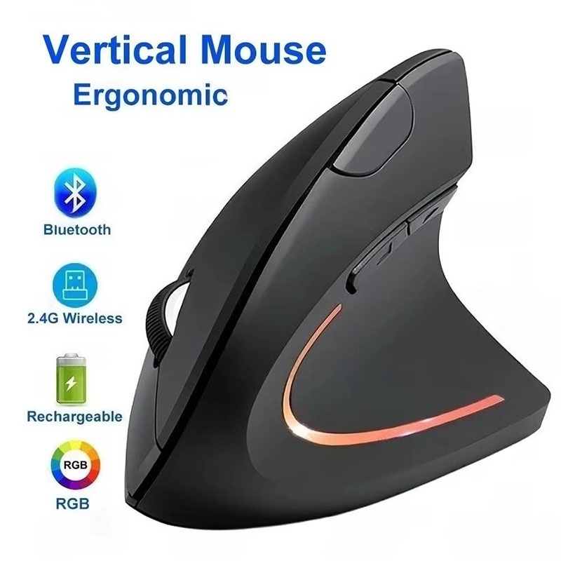 Desk Setup Ergonomic - Ratón vertical ergonómico de 2.4GHz con