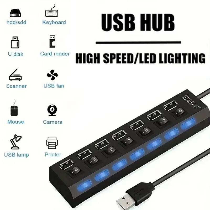 Desk Setup Mac - Divisor de 7 puertos USB 2,0