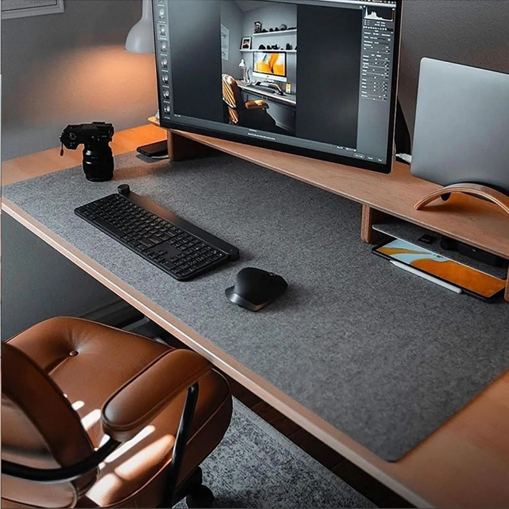 Desk Setup Ergonomic - Alfombrilla de fieltro para escritorio, alfombrilla