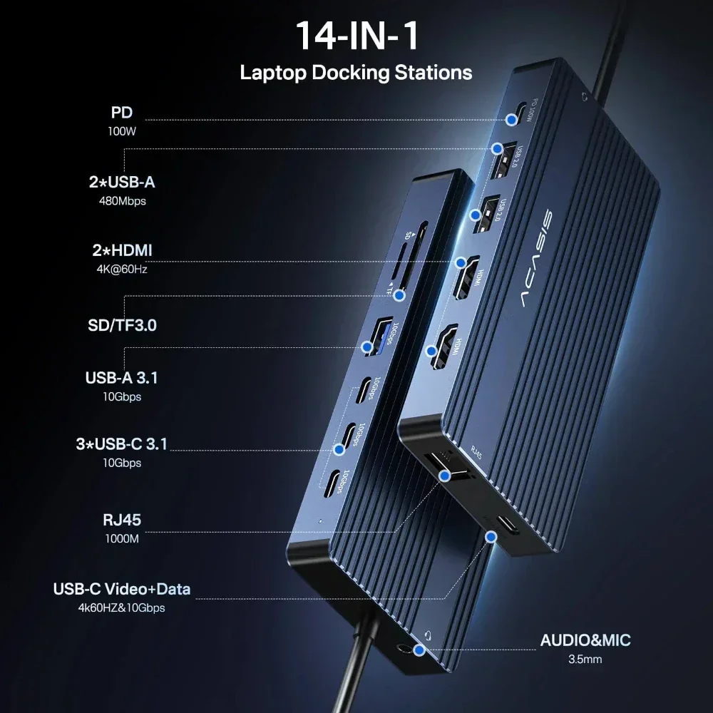 Acasis Hub USB-C 14 en 1 con T - Desk Setup Mac reseña y precio